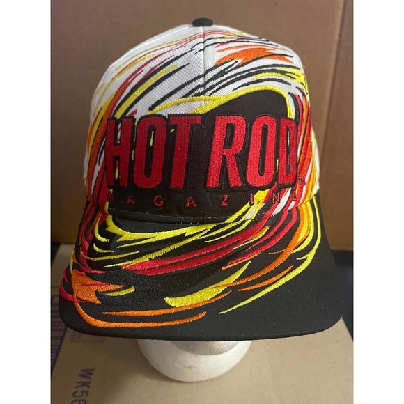 Vintage 90s Hot Rod Magazine All‎ Over Car Racing Snapback Hat Cap - Picture 1 of 8